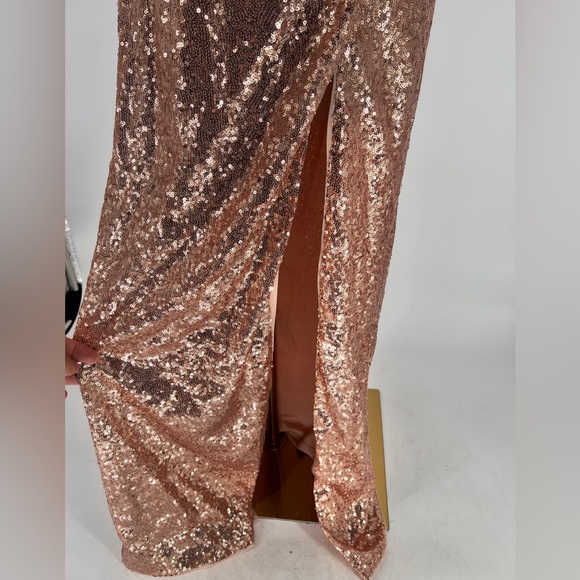 NWT Aqua Sequined Halter Evening Dress - Picture 12 of 14